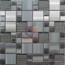 Grind Face Stainless Steel Mix Line Pattern Glass Mosaic (CFM900)